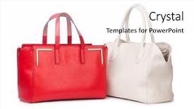  Presentation with leather bag - Colorful slide set enhanced with woman bag isolated backdrop and a white colored foreground