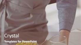  Presentation with recipe - Slides with woman baking at home following recipe on a tablet background and a gray colored foreground