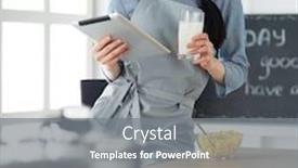  Presentation with recipe - Beautiful PPT layouts featuring woman baking at home following recipe on a tablet backdrop and a gray colored foreground