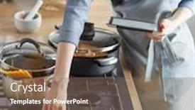  Presentation with baking - PPT theme consisting of woman-baking-at-home-following background and a violet colored foreground