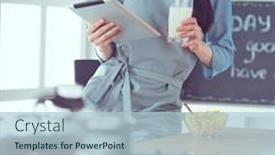  Presentation with recipe - Theme having woman-baking-at-home-following background and a light blue colored foreground