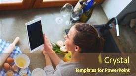  Presentation with baking - Presentation theme featuring woman-baking-at-home-following background and a  colored foreground