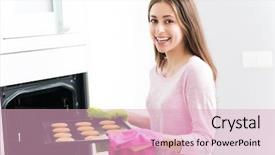  Presentation with baking cookies - Audience pleasing slides consisting of woman baking cookies backdrop and a lemonade colored foreground