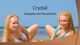  Presentation with comic couple - Beautiful PPT theme featuring woman bare bosom closeup - beauties relaxating couple backdrop and a  colored foreground