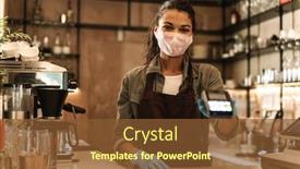  Presentation with cashless - Beautiful slides featuring woman-barista-wearing-medical-face backdrop and a tawny brown colored foreground
