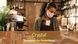  Presentation with cashless - Beautiful theme featuring woman-barista-wearing-medical-face backdrop and a red colored foreground