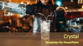  Presentation with bartender - Audience pleasing PPT layouts consisting of woman bartender mixing alcoholic coctail backdrop and a tawny brown colored foreground
