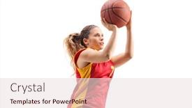  Presentation with shooting - Presentation design having woman-basketball-player-jumping background and a lemonade colored foreground
