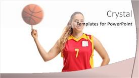  Presentation with spinning - Presentation theme enhanced with woman-basketball-player-spinning background and a white colored foreground