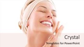  Presentation with spa - PPT theme enhanced with woman beautiful girl after bath background and a lemonade colored foreground