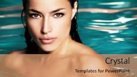  Presentation with water woman swimming underwater - Colorful PPT theme enhanced with woman beauty portrait in water backdrop and a coral colored foreground