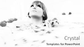  Presentation with wellness - Audience pleasing slides consisting of woman beauty spa and wellness treathment with red flower petals in bath backdrop and a white colored foreground