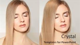  Presentation with hair color - Colorful slide set enhanced with woman before and after procedure backdrop and a coral colored foreground
