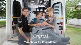  Presentation with ambulance - Presentation theme having woman being taken by ambulan background and a gray colored foreground