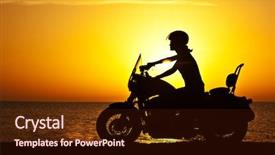  Presentation with motorcycle - Amazing presentation design having business acronym cpi as consumer backdrop and a gray colored foreground