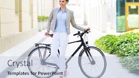  Presentation with biking - Audience pleasing slides consisting of woman biking backdrop and a light blue colored foreground