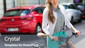  Presentation with biking - Slides enhanced with woman biking background and a gray colored foreground