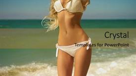  Presentation with sea - PPT theme enhanced with woman bikini - beautiful slender blonde background and a gold colored foreground