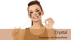  Presentation with military - Audience pleasing slide set consisting of woman bites a military dog backdrop and a gold colored foreground