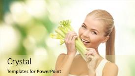  Presentation with diet - Slides consisting of woman biting piece of celery background and a blonde colored foreground