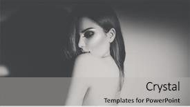  Presentation with black woman - Colorful presentation design enhanced with woman black and white portrait backdrop and a light gray colored foreground