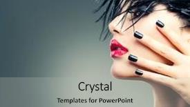  Presentation with girl model - PPT layouts featuring woman black hair and nail background and a light gray colored foreground