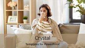  Presentation with tissue paper - Amazing presentation theme having woman blowing her runny nose backdrop and a coral colored foreground
