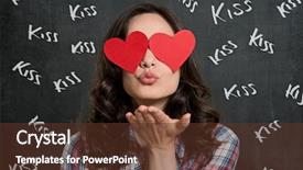  Presentation with heart medica - Cool new presentation theme with woman blowing kiss with heart backdrop and a tawny brown colored foreground