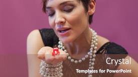  Presentation with casino - Theme featuring woman-blowing-on-dice background and a tawny brown colored foreground