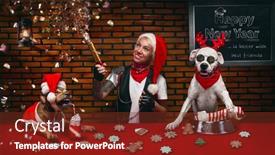  Presentation with pit bull - Presentation featuring woman-blows-up-a-confetti background and a tawny brown colored foreground