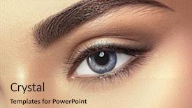  Presentation with blue professional - Slide set having woman blue eye with perfect background and a coral colored foreground
