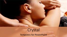  Presentation with spa salon - Beautiful presentation theme featuring woman body in the spa backdrop and a coral colored foreground