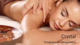  Presentation with masseur doing massage spa - Cool new presentation design with woman body in the spa backdrop and a coral colored foreground