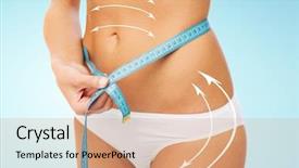  Presentation with weight loss lose text - Slide set enhanced with woman body with measure tape background and a coral colored foreground