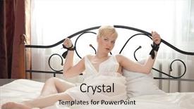  Presentation with bed - Audience pleasing PPT theme consisting of woman bondage on the bed backdrop and a soft green colored foreground