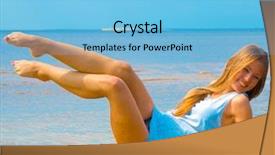  Presentation with lady justice themis statue - Colorful PPT theme enhanced with woman bosom closeup - beach glamor lady backdrop and a  colored foreground