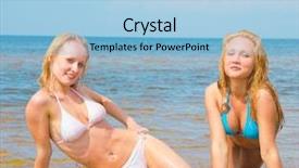  Presentation with preteen girls bikini - PPT layouts enhanced with woman bosom closeup - beach in bikini enjoying background and a  colored foreground