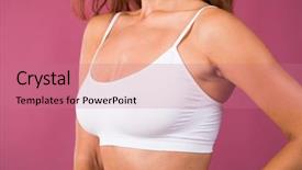  Presentation with body - Presentation theme having woman bosom closeup - body part white fitness underwear background and a  colored foreground