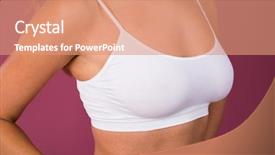  Presentation with body - Slides featuring woman bosom closeup - body part white fitness underwear background and a  colored foreground