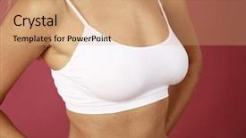  Presentation with body - Amazing PPT theme having woman bosom closeup - body part white fitness underwear backdrop and a  colored foreground