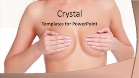  Presentation with breast cancer imaging - Slide deck with woman bosom closeup - cropped image of a female background and a lemonade colored foreground