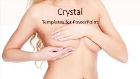  Presentation with breast cancer glow - Amazing slide set having woman bosom closeup - female controlling breast for cancer backdrop and a lemonade colored foreground