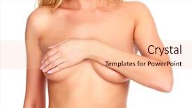  Presentation with breast cancer - Audience pleasing slide set consisting of woman bosom closeup - female controlling breast for cancer backdrop and a lemonade colored foreground