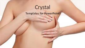  Presentation with breast cancer - Amazing presentation design having woman bosom closeup - female controlling breast for cancer backdrop and a coral colored foreground