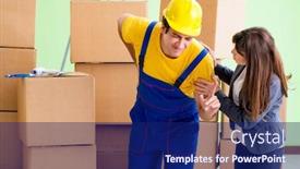  Presentation with contractor - Theme with woman-boss-and-man-contractor background and a navy blue colored foreground