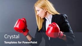  Presentation with boxer - Presentation theme with woman boxer in dark room background and a ocean colored foreground