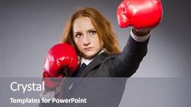  Presentation with boxer - Cool new slide set with woman boxer in dark room backdrop and a gray colored foreground