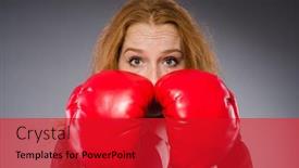  Presentation with boxer - Presentation enhanced with woman boxer in dark room background and a crimson colored foreground