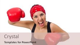  Presentation with boxer - Amazing slide set having woman boxer isolated on the white backdrop and a soft green colored foreground
