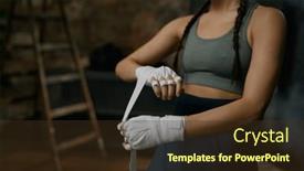  Presentation with boxer - Theme enhanced with woman-boxer-wrapping-her-hands background and a tawny brown colored foreground